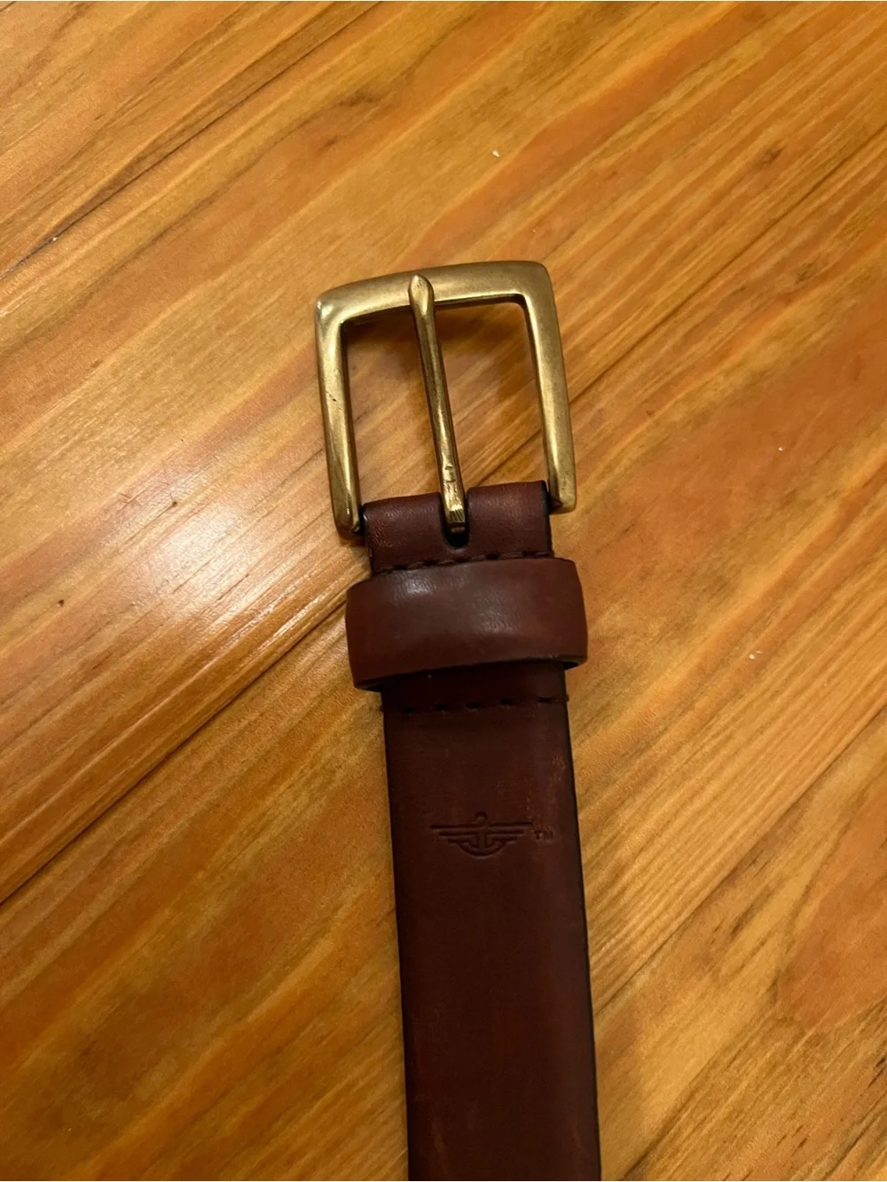 Men’s Dockers Full Grain Leather Brown Belt With Brass Buckle Size 42